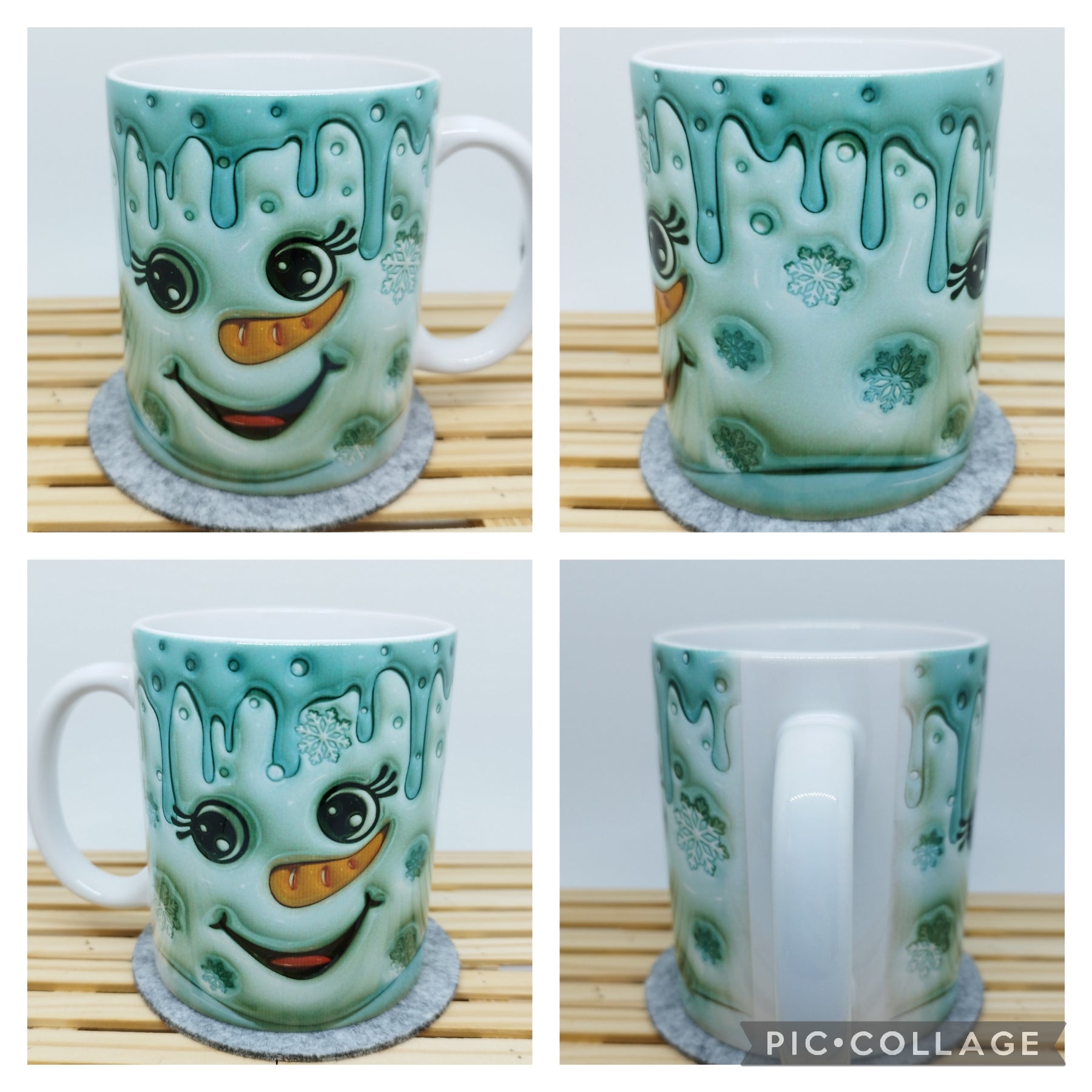 Weihnachtstasse,Schneemann Kaffeetasse, Mug,Coffee,Puff,Inflated,3D Optik,Kreativshop Stormarn,Keramikbecher,Weihnachtsgeschenk Kaffeebecher