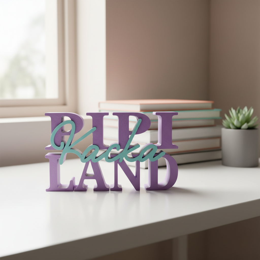 Schriftzug "Pipi Kacka Land" - 3D-Druck STL Datei – Inklusive Kommerzielle Lizenz – Lustiges Design für Kinderzimmer & Events
