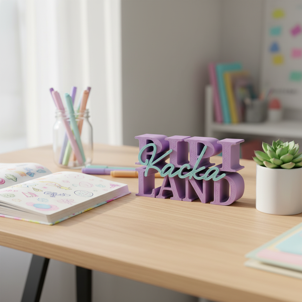 Schriftzug "Pipi Kacka Land" - 3D-Druck STL Datei – Inklusive Kommerzielle Lizenz – Lustiges Design für Kinderzimmer & Events